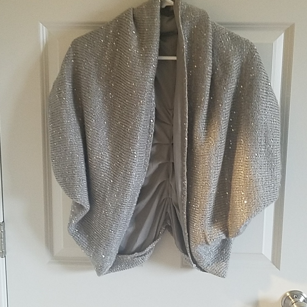 Calvin klein silver sequined shrug holidays
